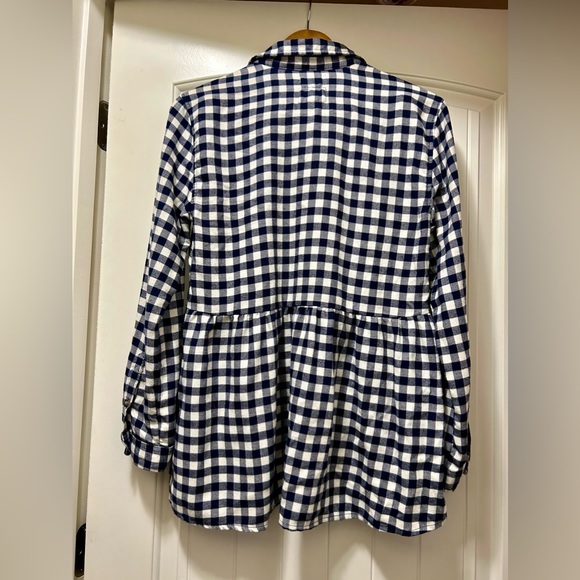 American Eagle Gingham Peplum Babydoll Long Sleeve Top.  Size Small. - Picture 2 of 11
